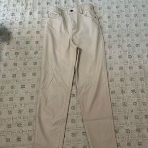 Zara Tan Straight Leather Pants